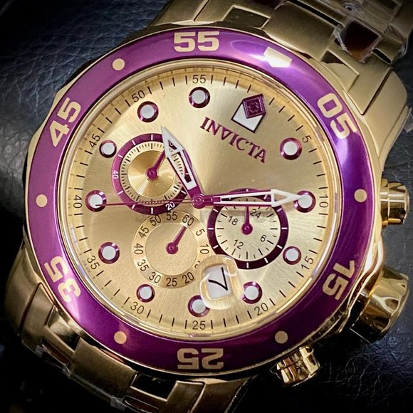 NEW Invicta Pro Diver 48MM Gold Dial Quartz Gold Bracelet Watch - Picture 9 of 10